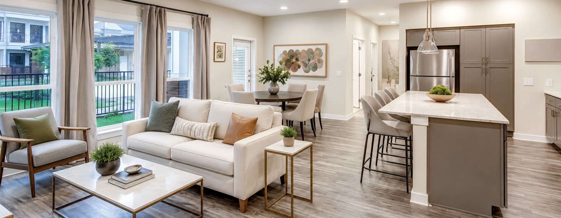Spacious living room in an apartment home at Sage at Georgetown in Georgetown, TX